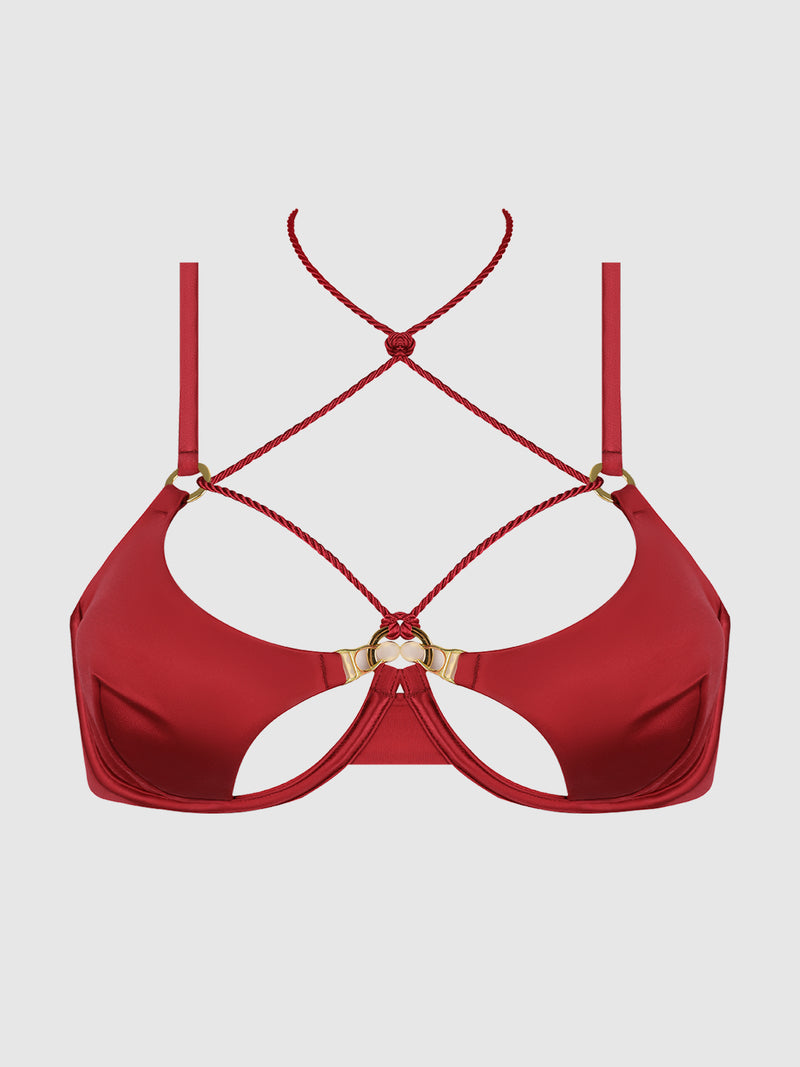 Nadya Liquid Satin & Rope Openable Cup Bra - Frederick's of Hollywood