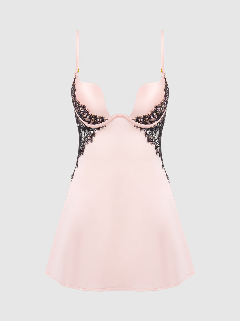 Rising Star Liquid Satin Swirl Plunge Babydoll - Frederick's Of Hollywood