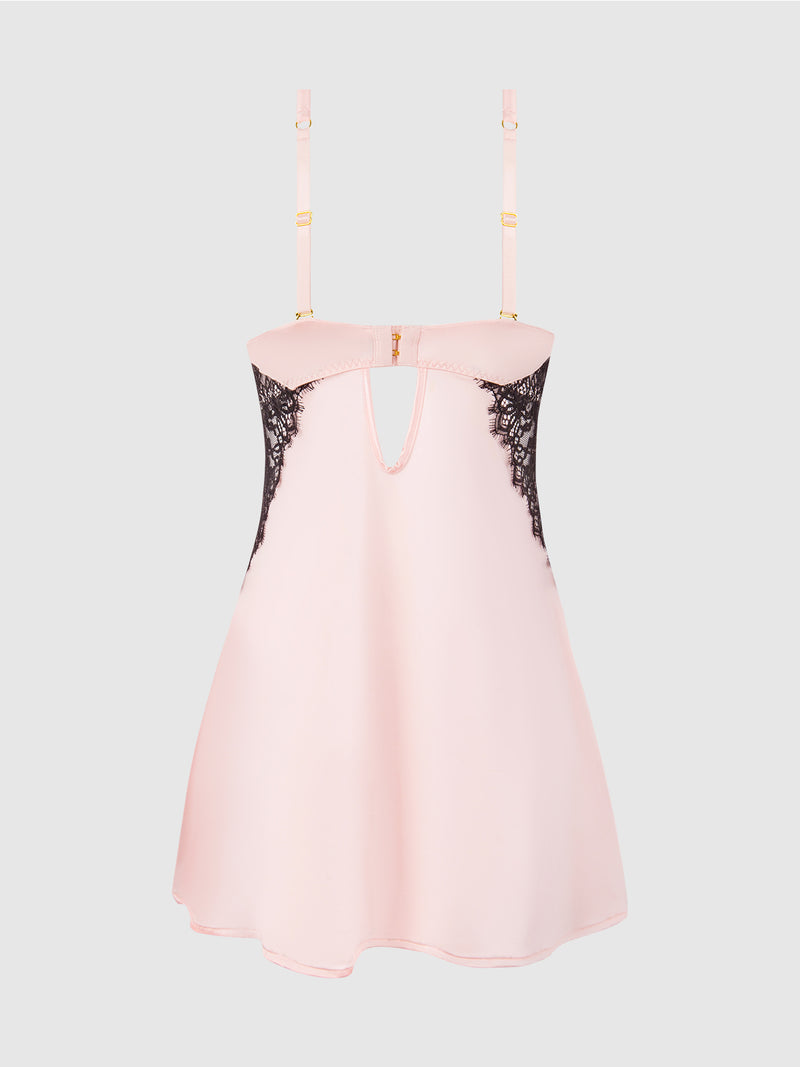 Rising Star Liquid Satin Swirl Plunge Babydoll - Frederick's Of Hollywood