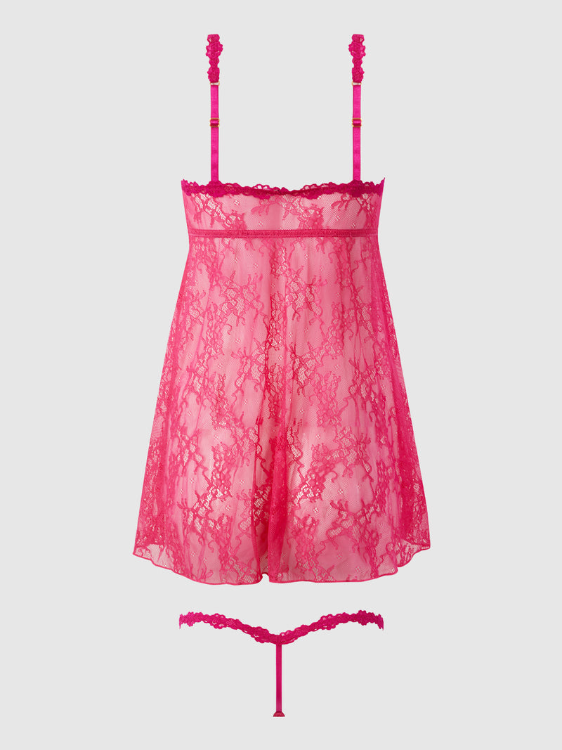 Pia Lace Flyaway Front Babydoll With Front Clasp