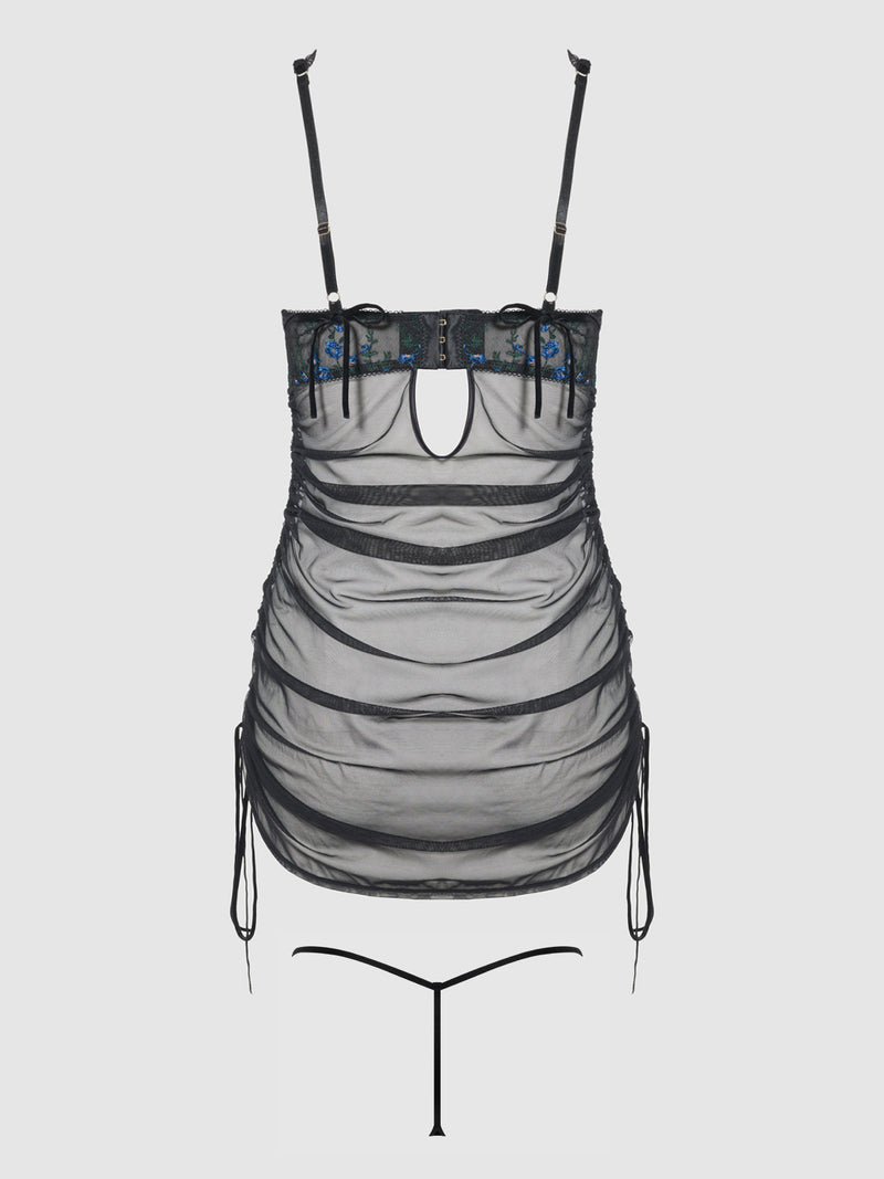 Harlow Embroidered Stretch Mesh Chemise - Frederick's of Hollywood