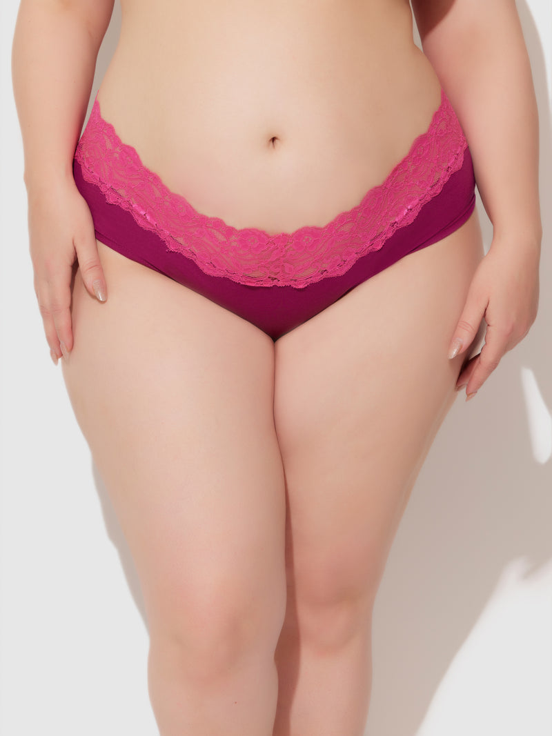 Bridget Stretch Cotton & Lace Hipster - Fredericks of Hollywood