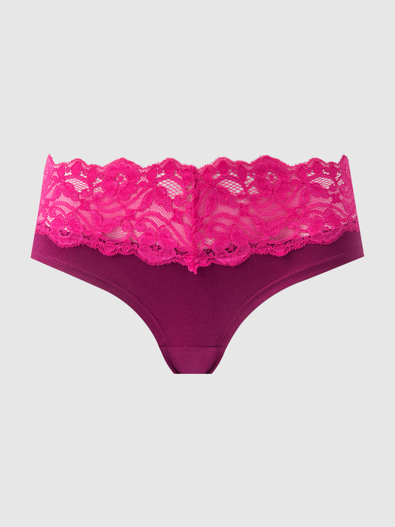 Bridget Stretch Cotton & Lace Hipster - Fredericks Of Hollywood