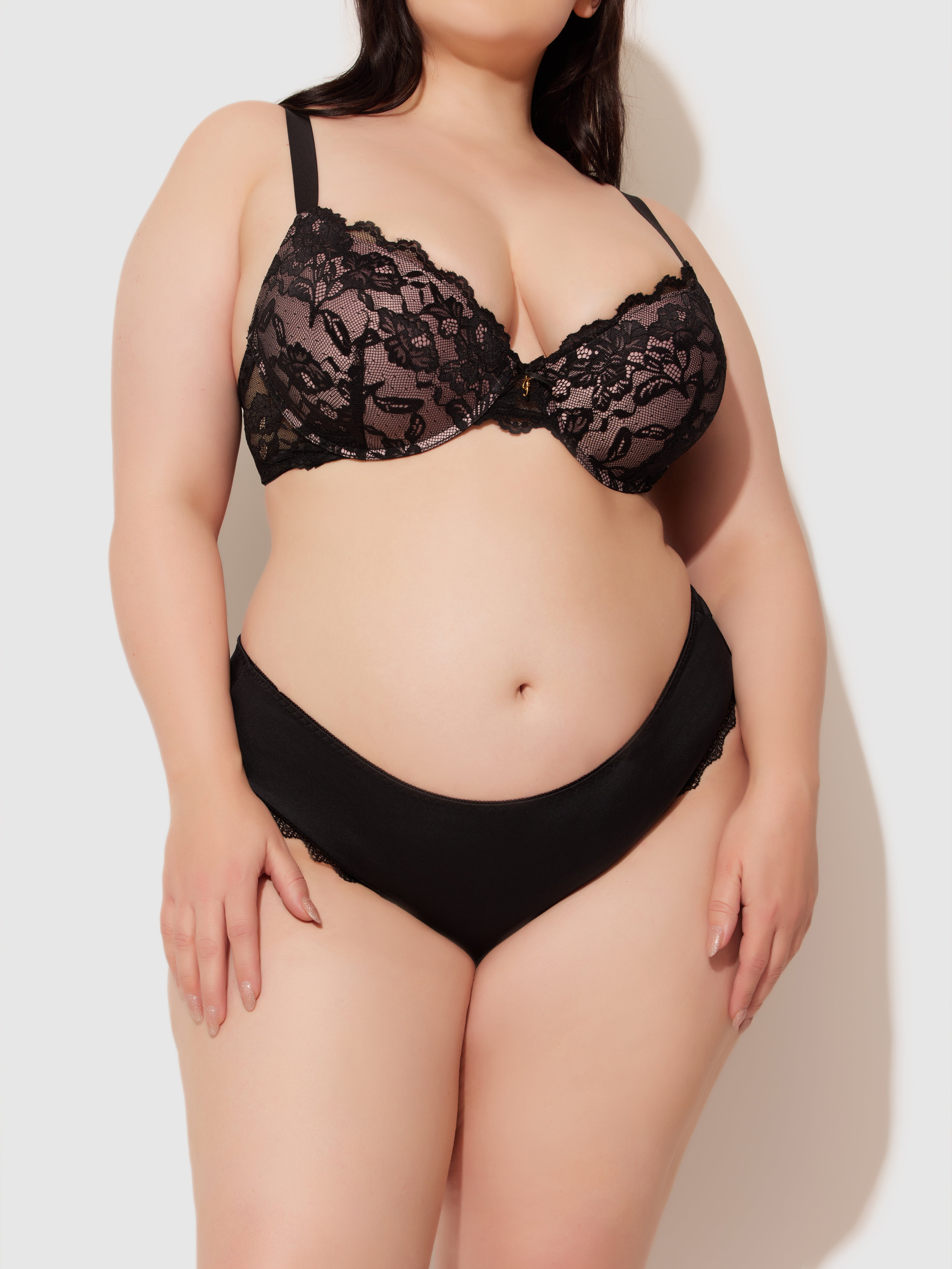 Jenna Micro & Lace Heart Cheeky - Frederick's of Hollywood