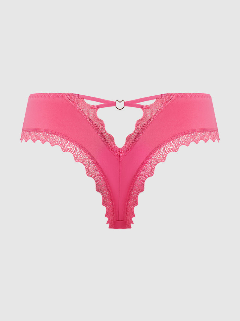 Jenna Micro & Lace Heart Cheeky - Frederick's of Hollywood