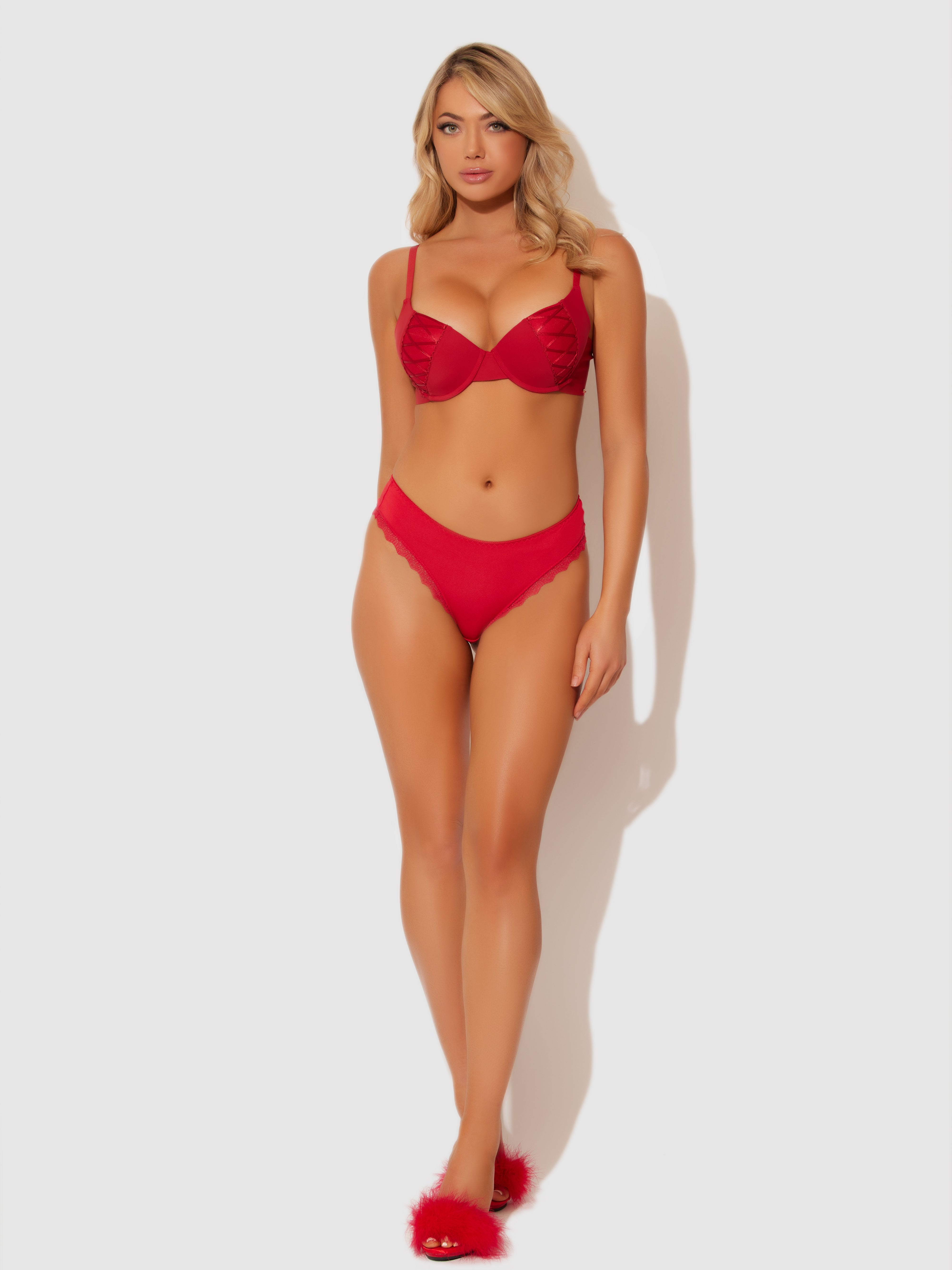 Jenna Micro & Lace Heart Cheeky - Frederick's of Hollywood
