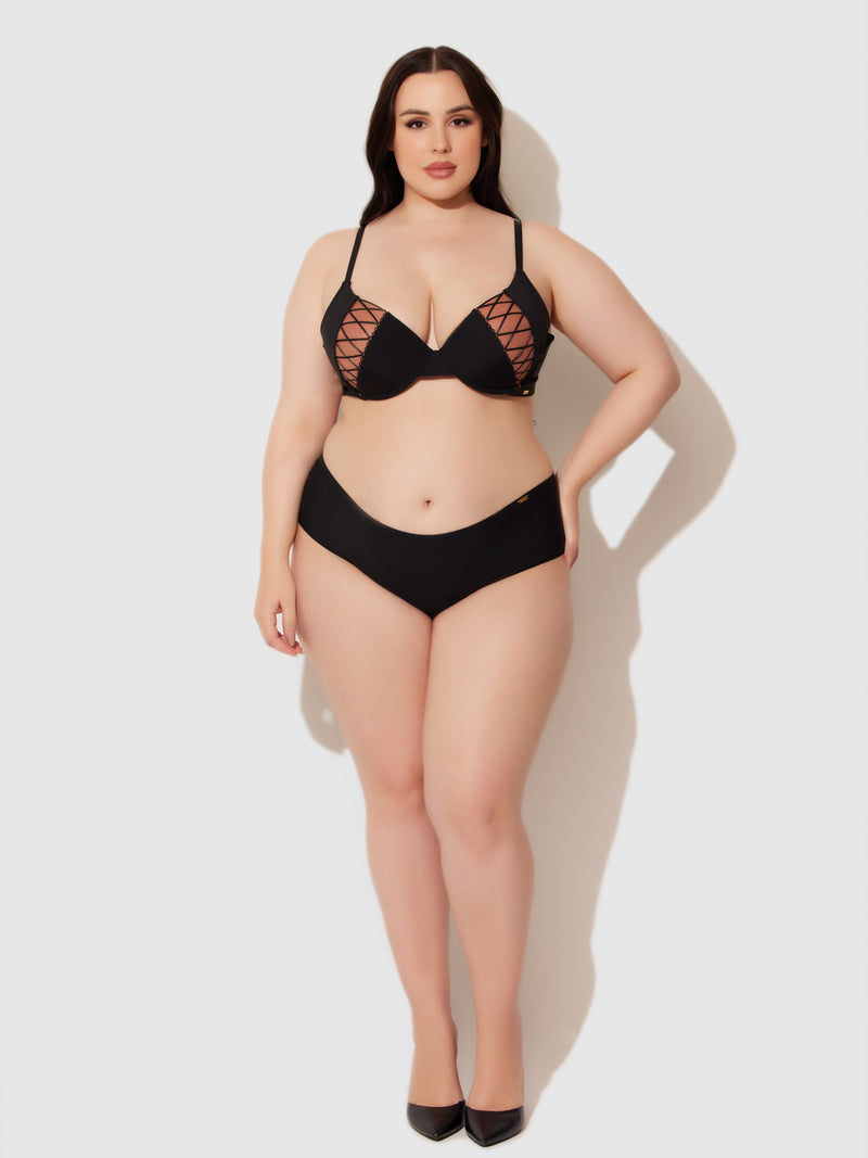 Natalia Micro Lace Up Back Hipster - Frederick's of Hollywood