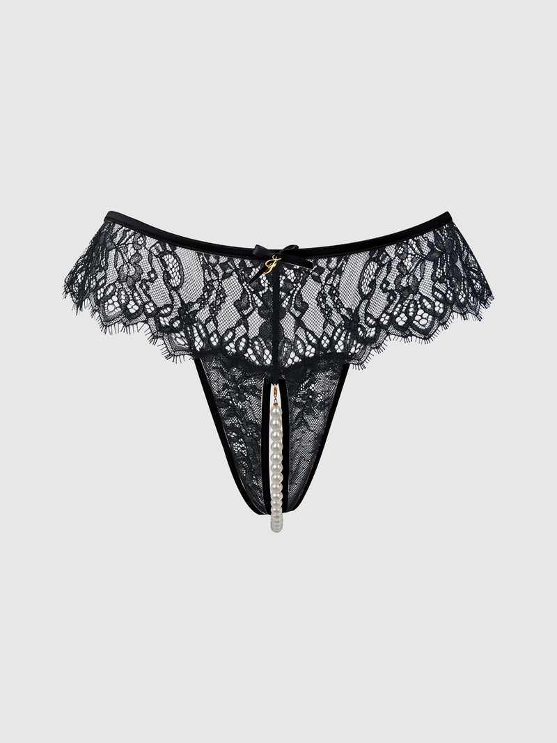Rosalind Lace & Pearl Crotchless Thong - Frederick's of Hollywood