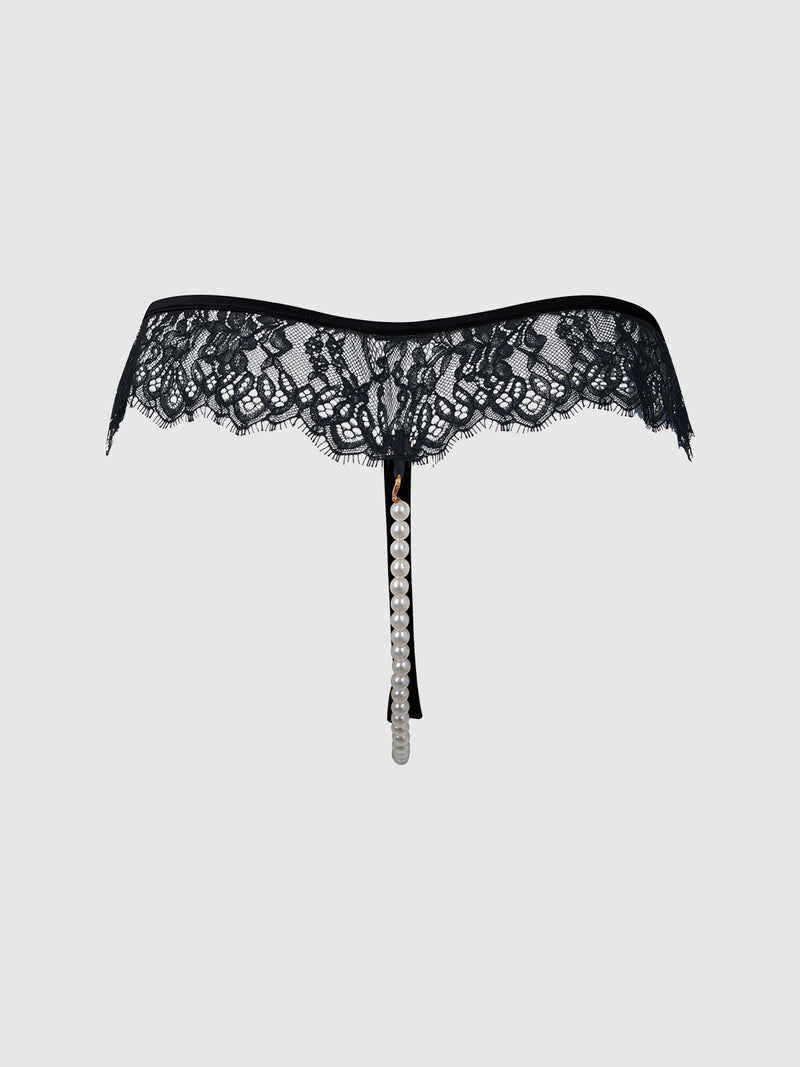 Rosalind Lace & Pearl Crotchless Thong - Frederick's of Hollywood