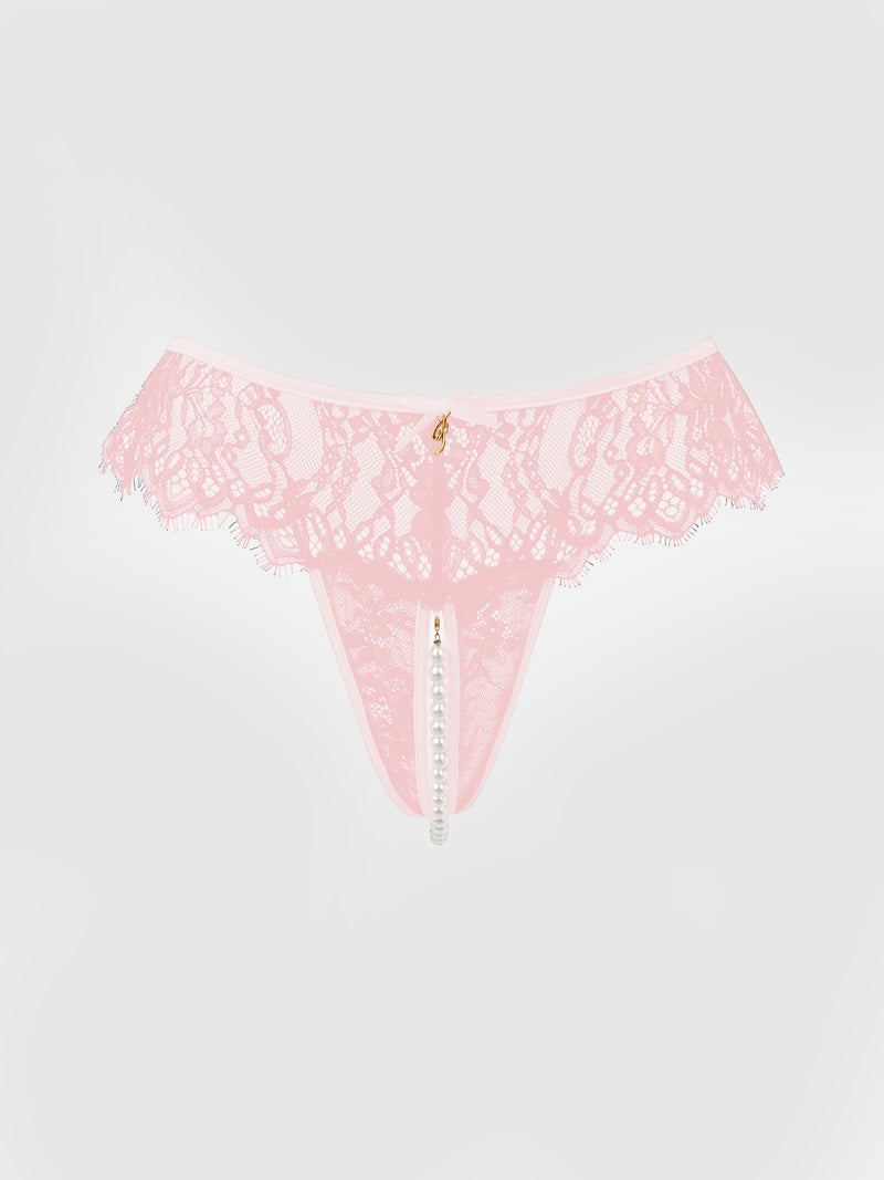 Rosalind Lace & Pearl Crotchless Thong - Frederick's of Hollywood