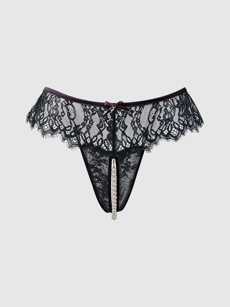 Rosalind Lace & Pearl Crotchless Thong - Frederick's of Hollywood