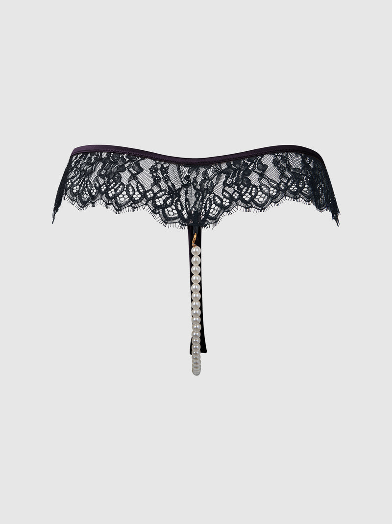 Rosalind Lace & Pearl Crotchless Thong - Frederick's of Hollywood