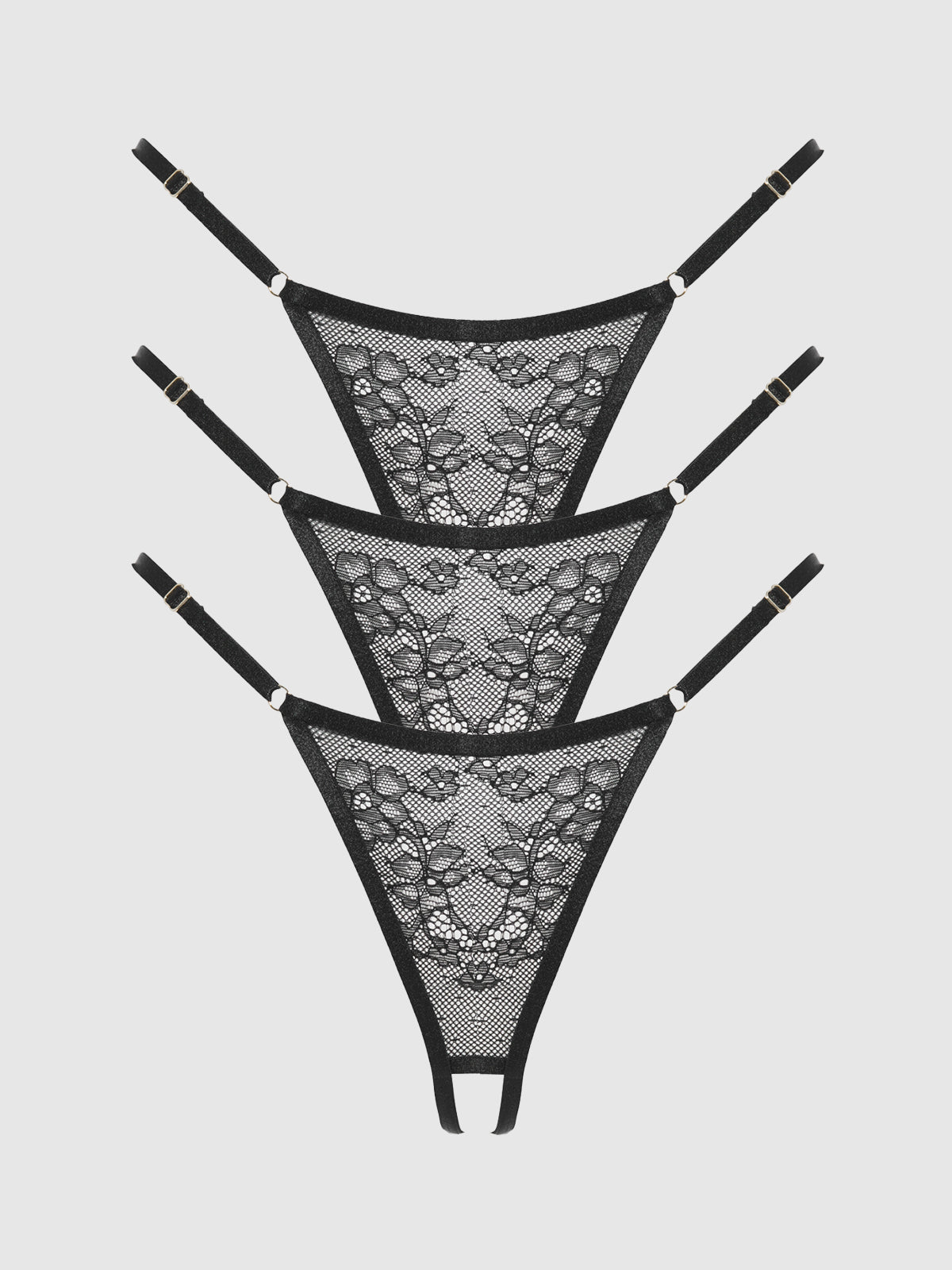 Chiara Crotchless Lace Thong 3 Pack - Frederick's of Hollywood