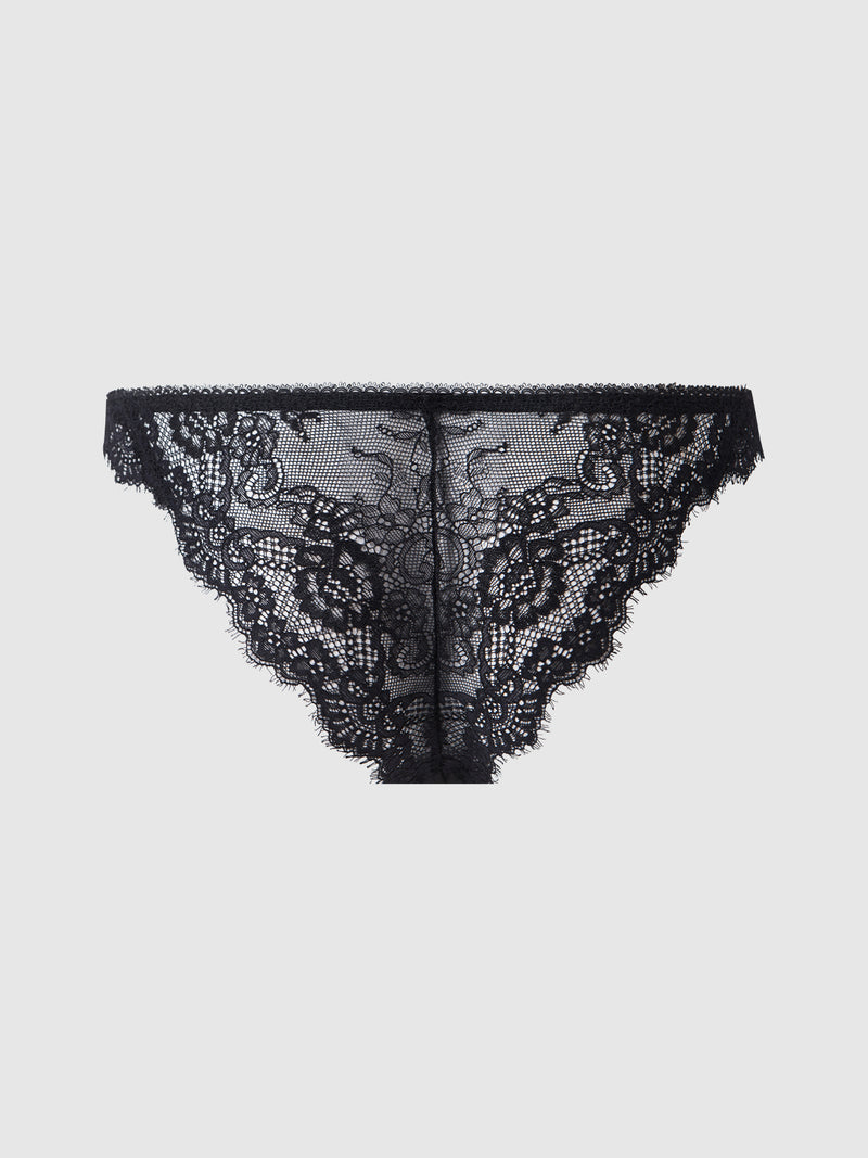 Adelaide Satin & Lace Crotchless Tanga - Frederick's of Hollywood