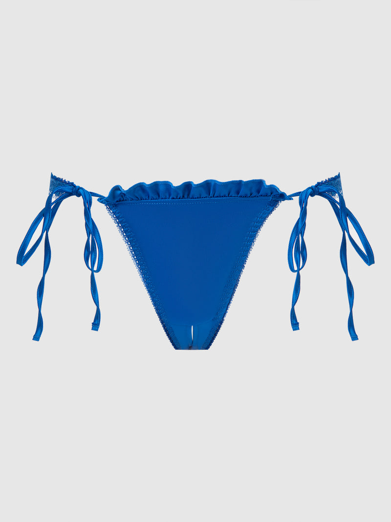 Adelaide Satin & Lace Crotchless Tanga - Frederick's of Hollywood