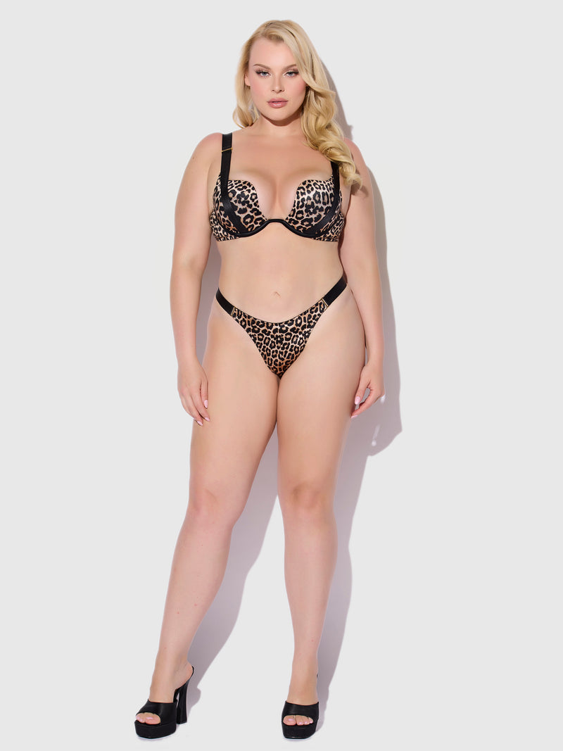 Raven Crotchless Satin Side Slider Tanga - Frederick's of Hollywood
