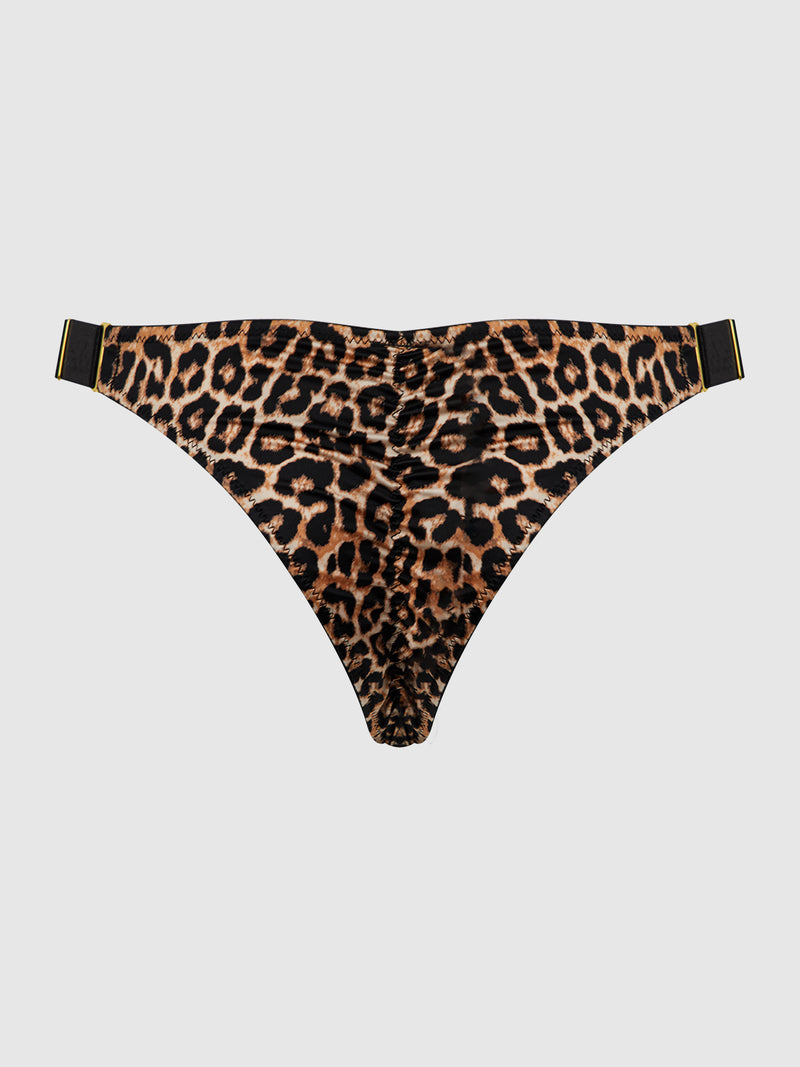 Raven Crotchless Satin Side Slider Tanga - Frederick's of Hollywood