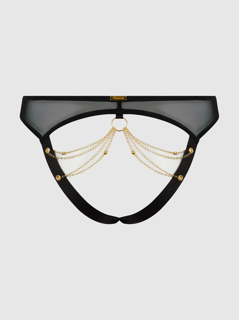 Maeve Chain & Lace Cage Back Hipster - Frederick's of Hollywood