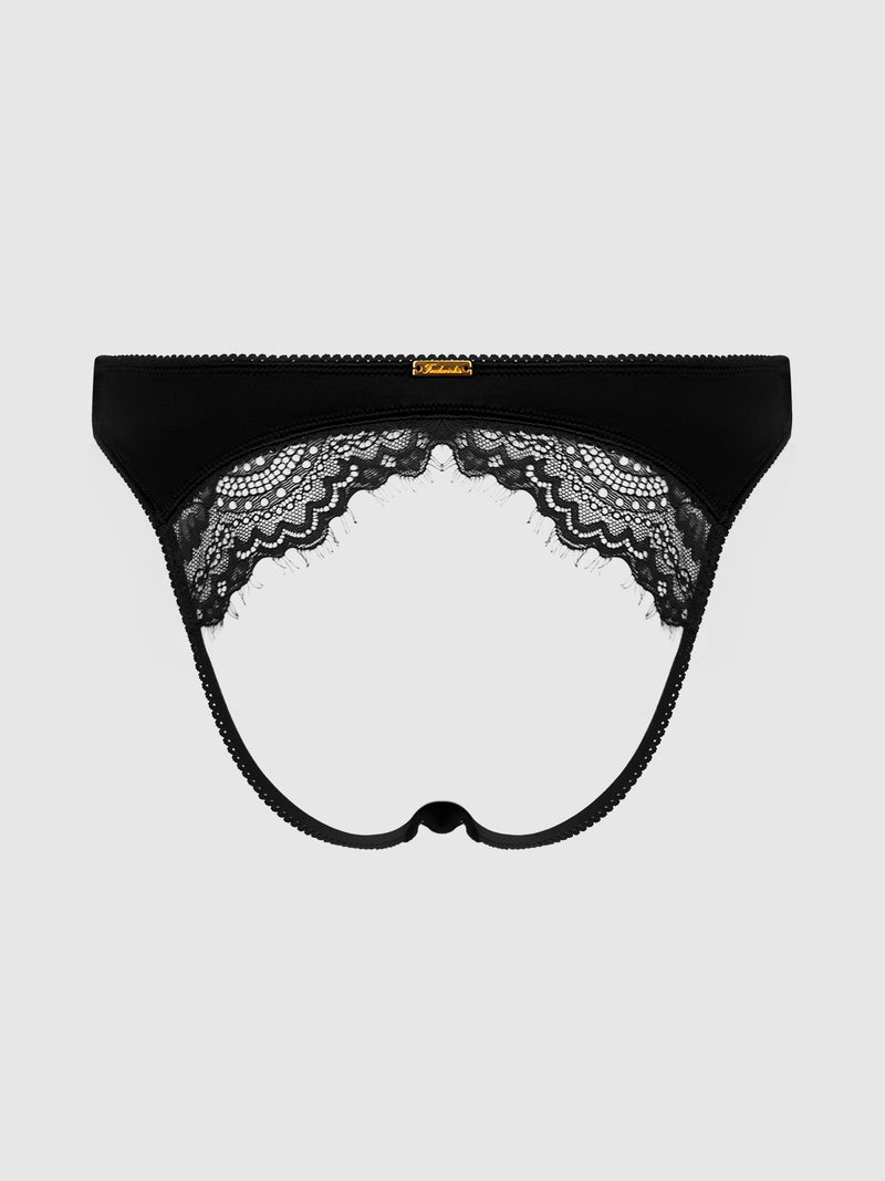 Lexi Lace Liquid Satin Open Back Hipster - Frederick's of Hollywood