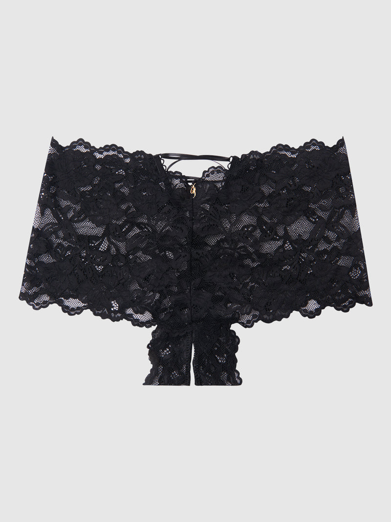 Mabel Crotchless Lace Up Back Cheeky - Frederick's of Hollywood