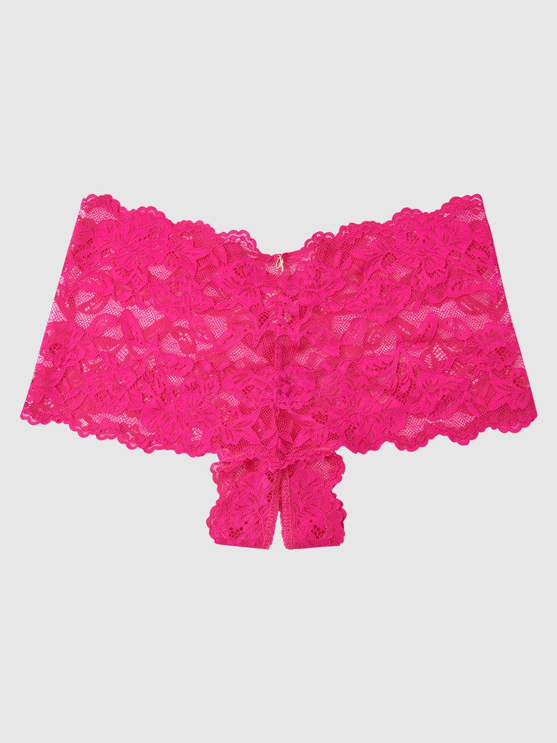 Mabel Crotchless Lace Up Back Cheeky - Frederick's of Hollywood