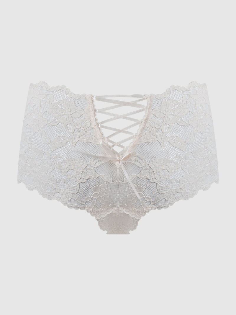 Mabel Crotchless Lace Up Back Cheeky - Frederick's of Hollywood