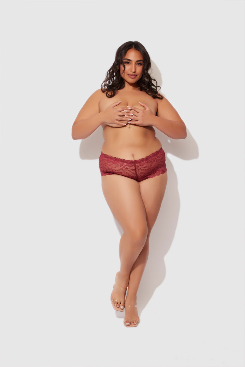 Kirsten Lace Cheeky - Deep Red