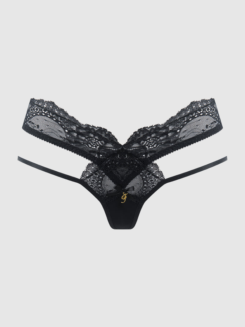 Aria Stretch Lace & Strappy Tanga - Frederick's of Hollywood