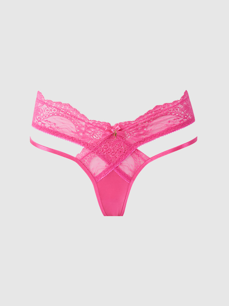 Aria Stretch Lace & Strappy Tanga - Frederick's of Hollywood