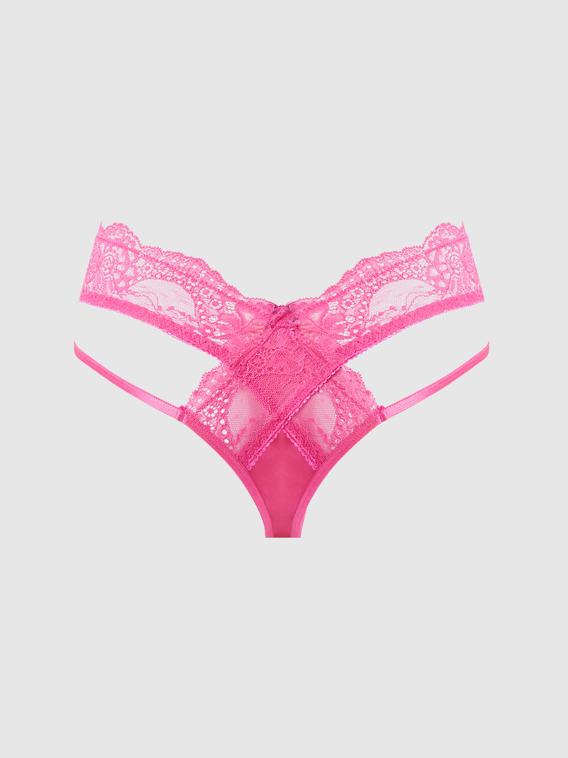 Aria Stretch Lace & Strappy Tanga - Frederick's of Hollywood