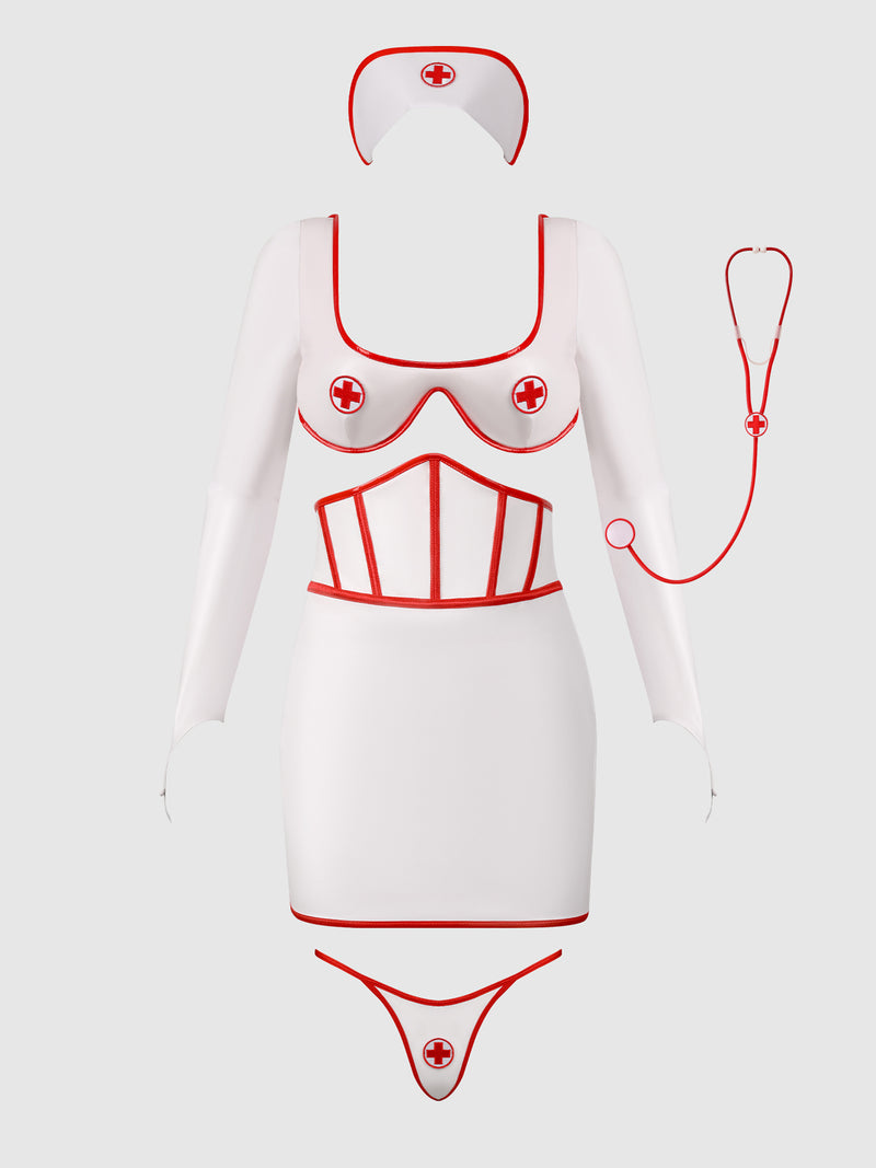 First Aid Bra Top & Open Back Skirt Set - Frederick's of Hollywood