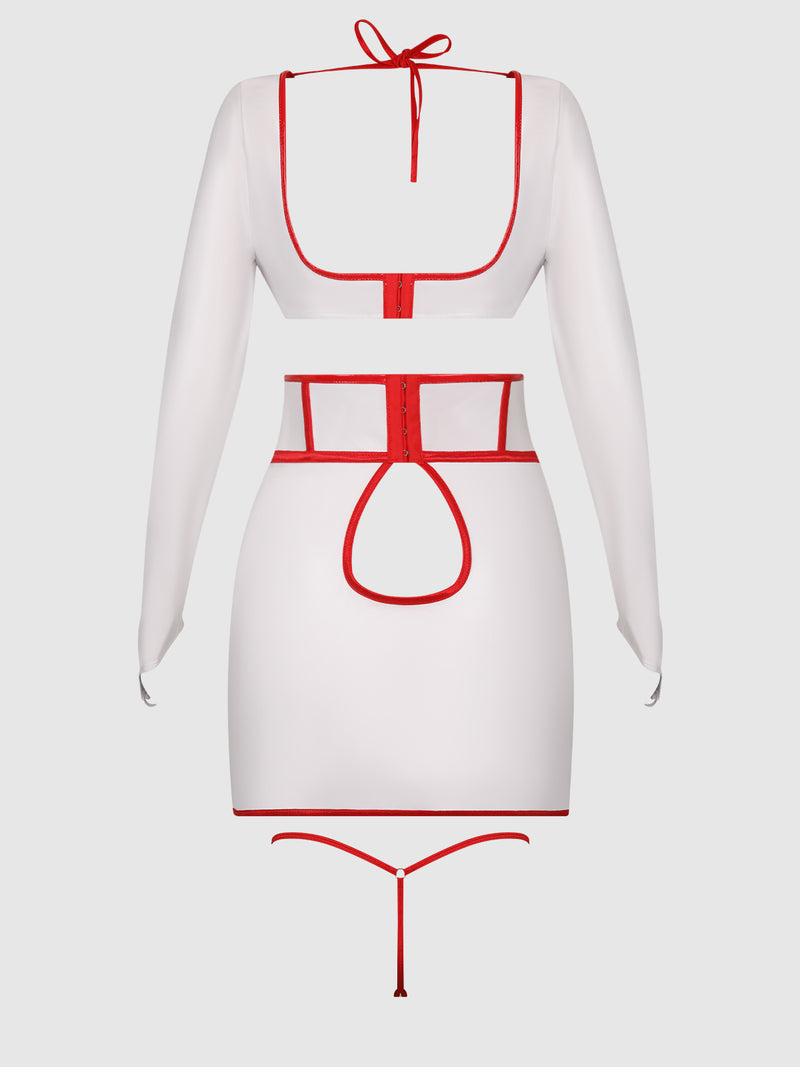 First Aid Bra Top & Open Back Skirt Set - Frederick's of Hollywood