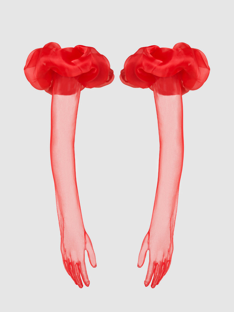 Chiffon Long Glove With Puff - Frederick's of Hollywood