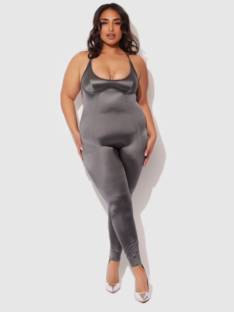 Neev Oil Slick Twist Halter Catsuit - Fredericks of Hollywood