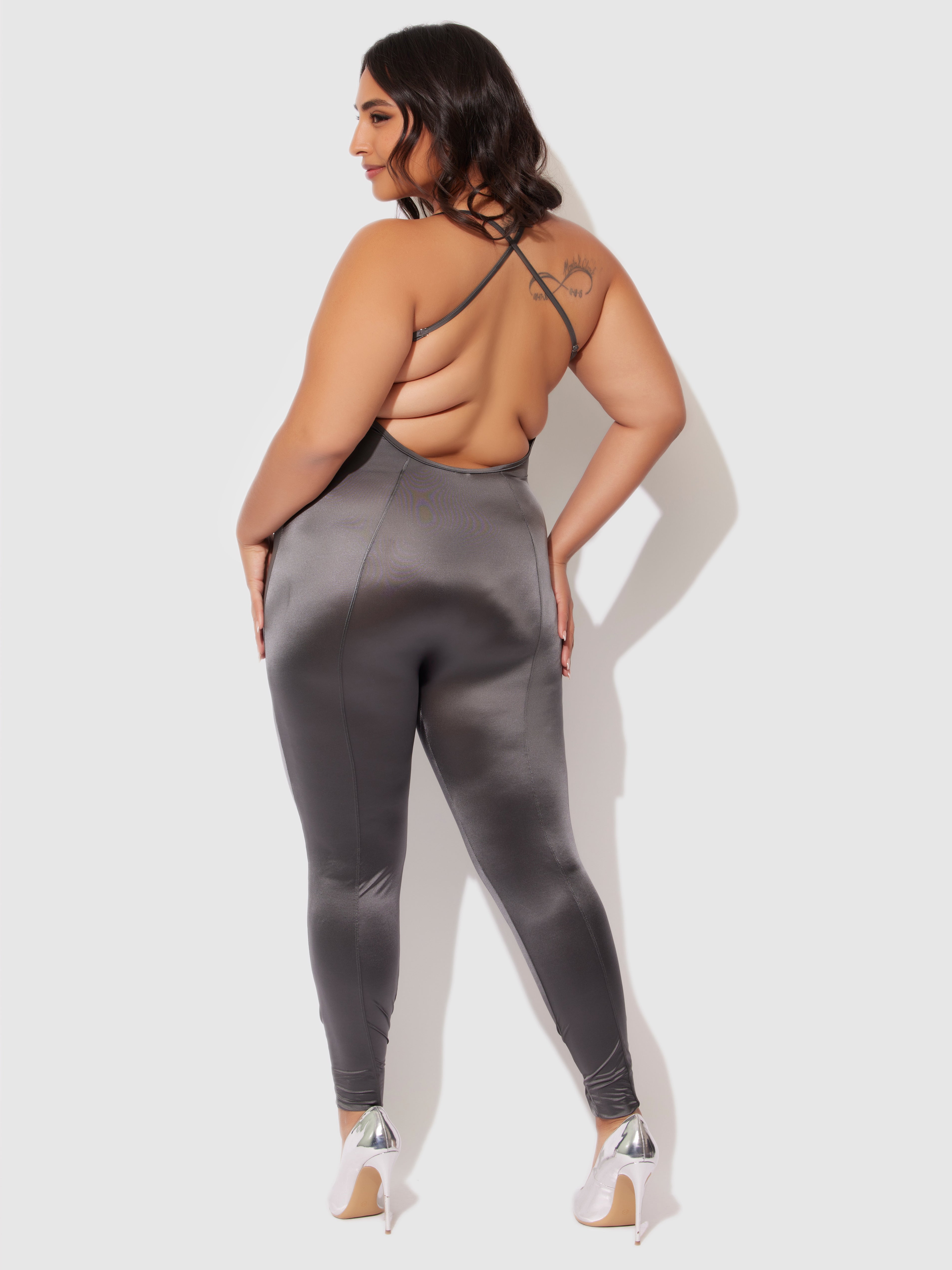 Neev Oil Slick Twist Halter Catsuit - Fredericks of Hollywood