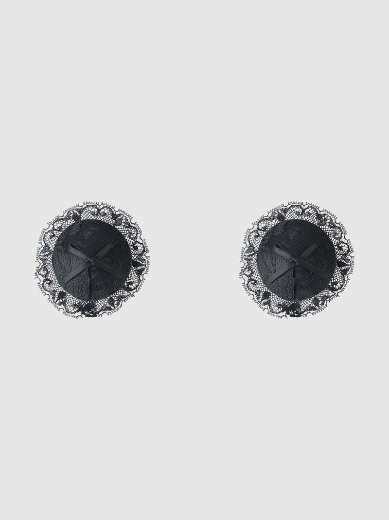 Lace Trimmed Lace & Satin Bow Pasties - Frederick's of Hollywood