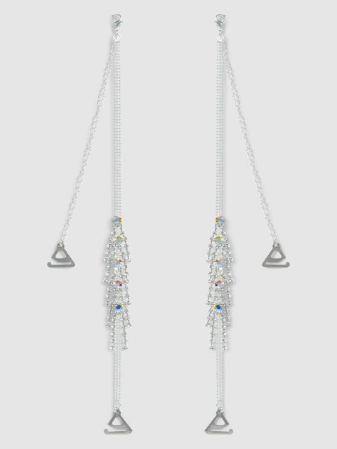 Ziggy Rhinestone Fringe Bra Straps - Silver