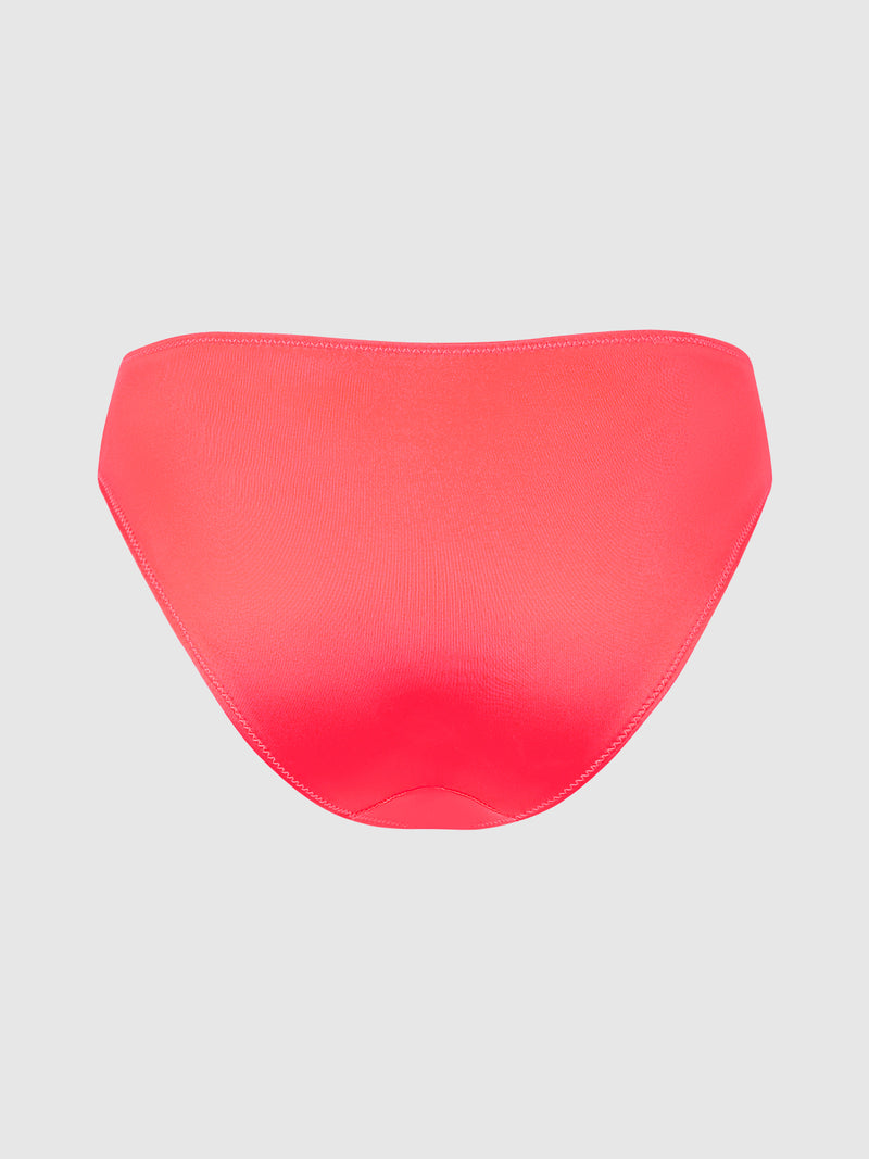 Back view of bright pink Lexi Liquid Satin Hipster panties in silky, liquid satin fabric.