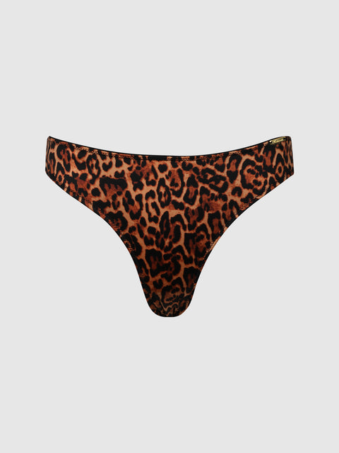 The Lexi Liquid Satin Hipster bikini bottom by Frederick's of Hollywood features a low-rise cut and is displayed against a light gray background.
