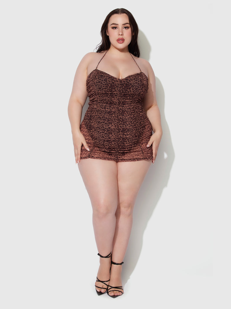 Alanza Mesh Rusched Strapless Swim One Piece - Frederick's of Hollywood