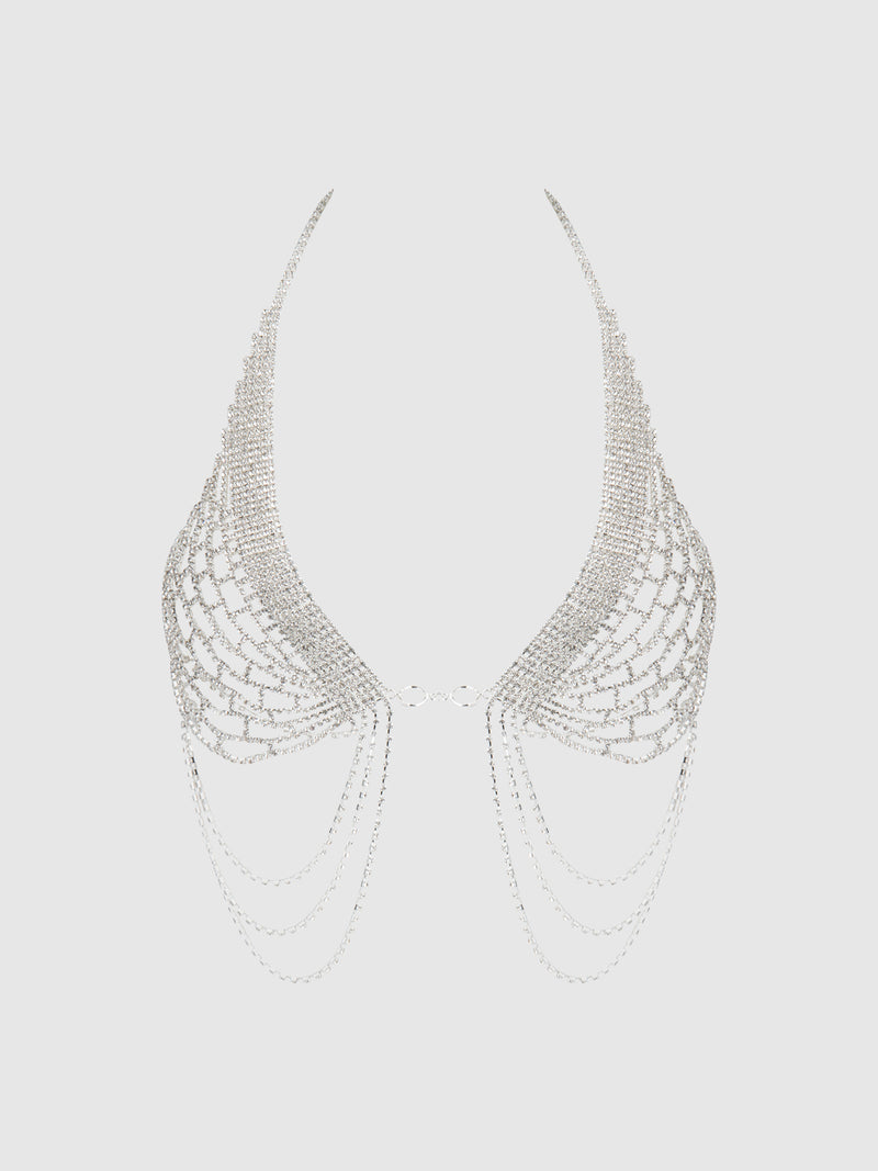 Ziggy Rhinestone Net Halter With Openable Front - Frederick's of Hollywood