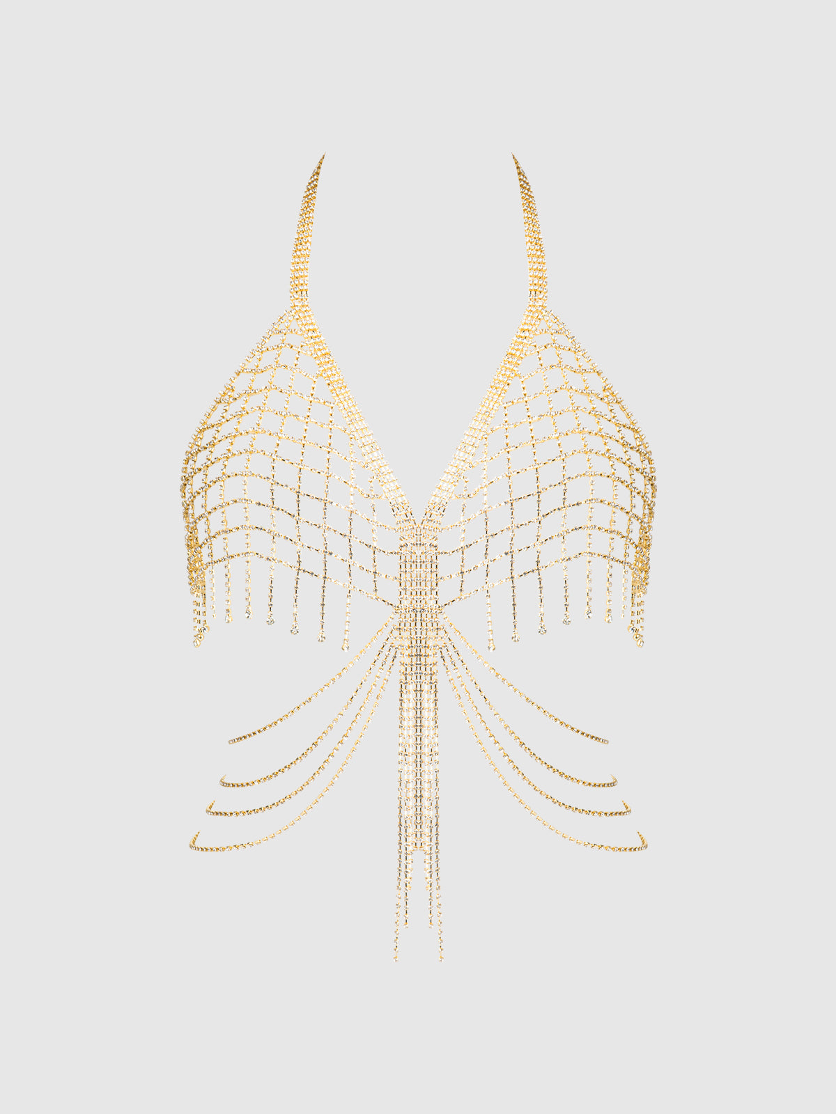 Ziggy Rhinestone Net & Fringe Halter Bralette - Frederick's of Hollywood
