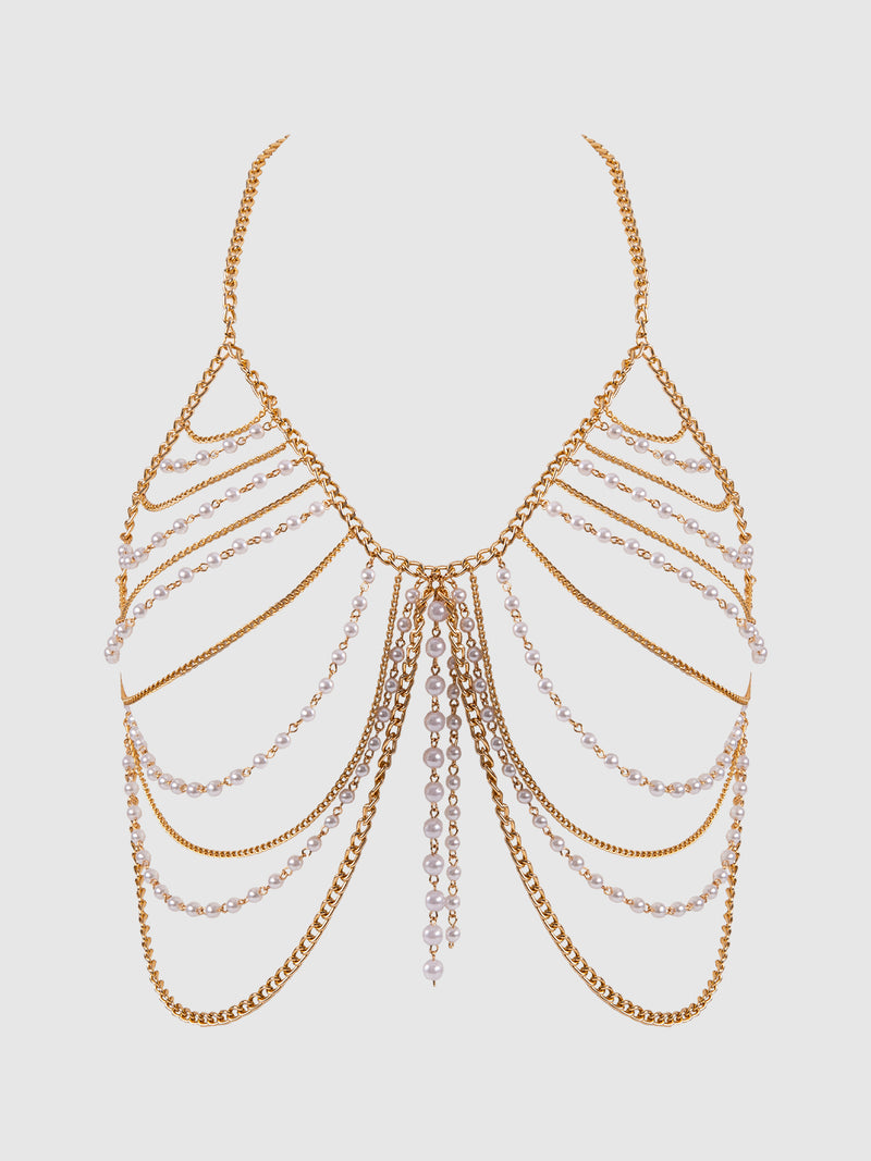 Ziggy Pearl & Chain Draped Bralette - Frederick's of Hollywood