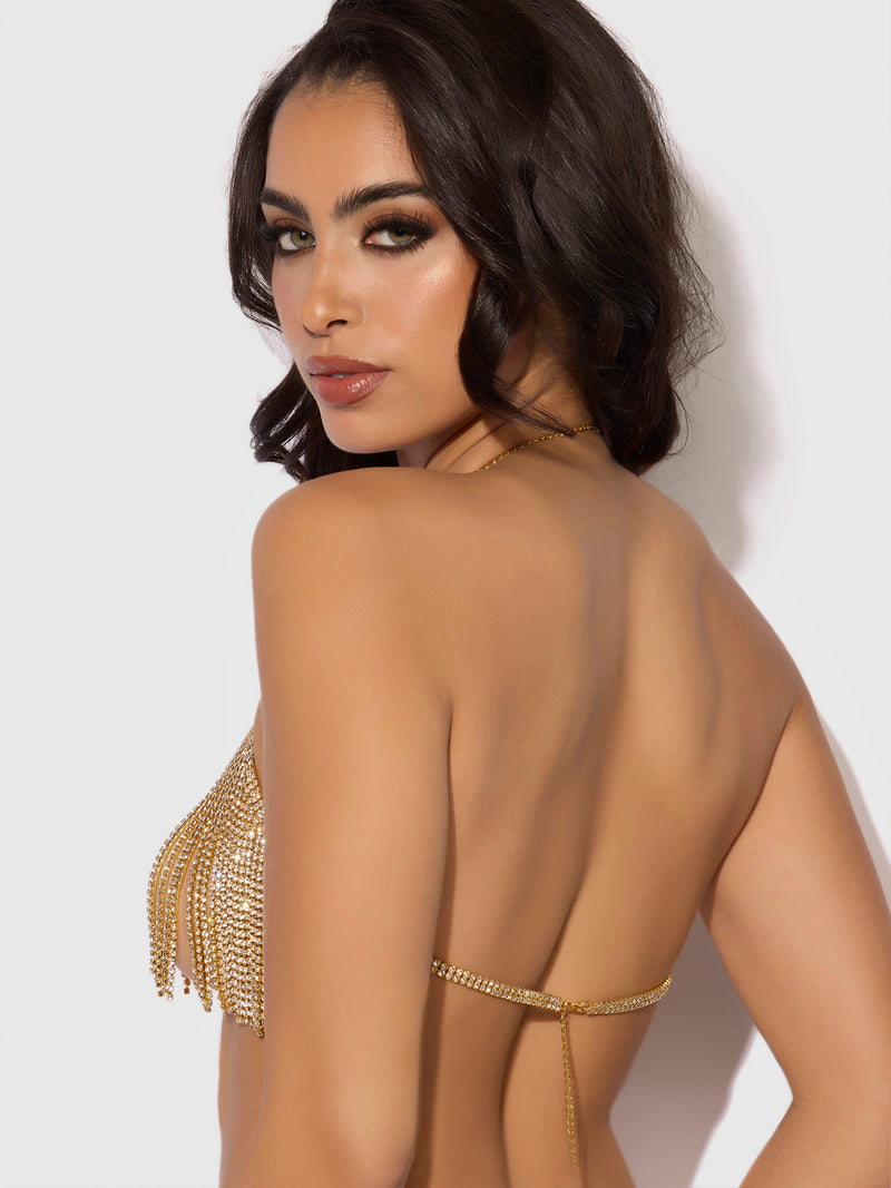 Ziggy Rhinestone Dangle V-Neck Bra - Frederick's of Hollywood