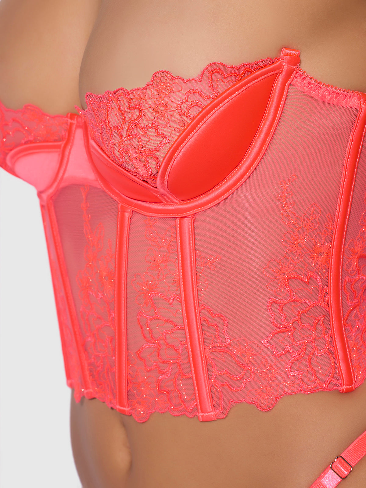 Wren Embroidered Tulip Demi Bustier - Frederick's of Hollywood
