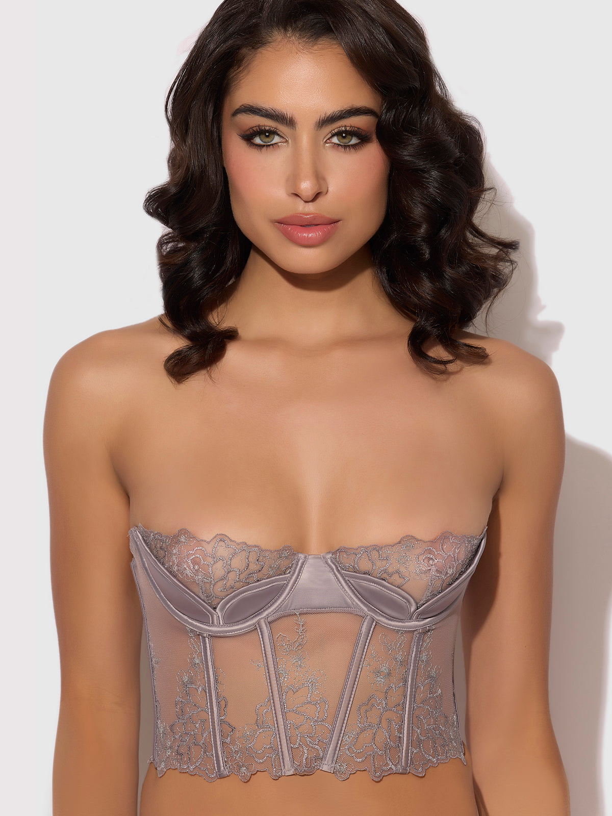 Wren Embroidered Tulip Demi Bustier - Frederick's of Hollywood