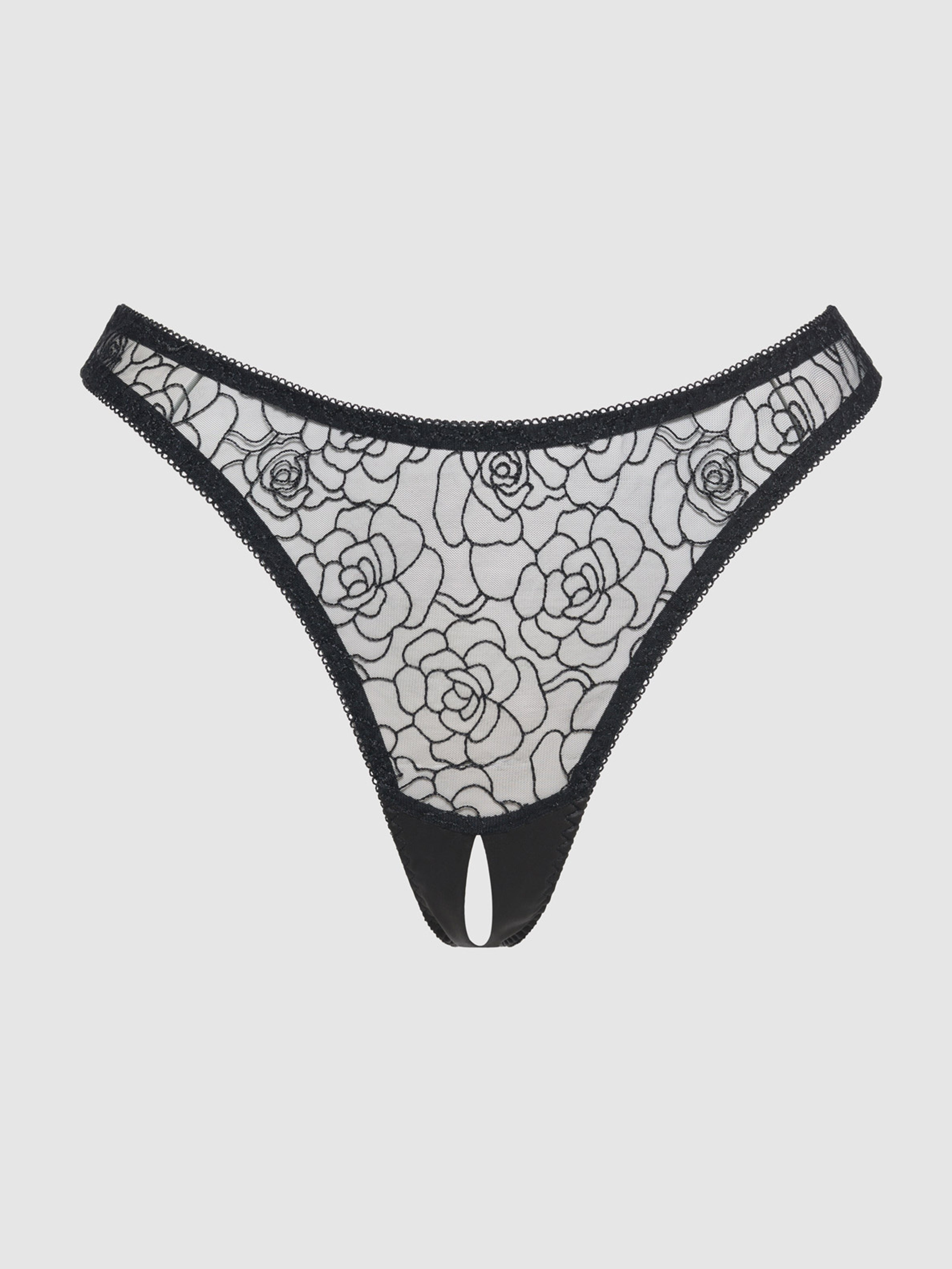 Melrose Embroidered Crotchless Tanga - Fredericks Of Hollywood
