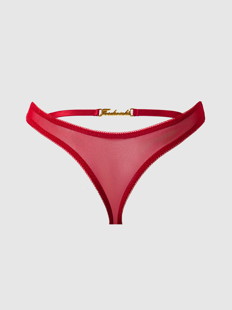 Melrose Embroidered Crotchless Tanga - Frederick's of Hollywood