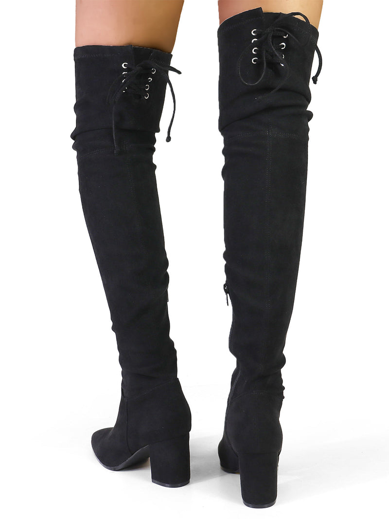 Becky Stretchy Thigh High Boots - Frederick's of Hollywood