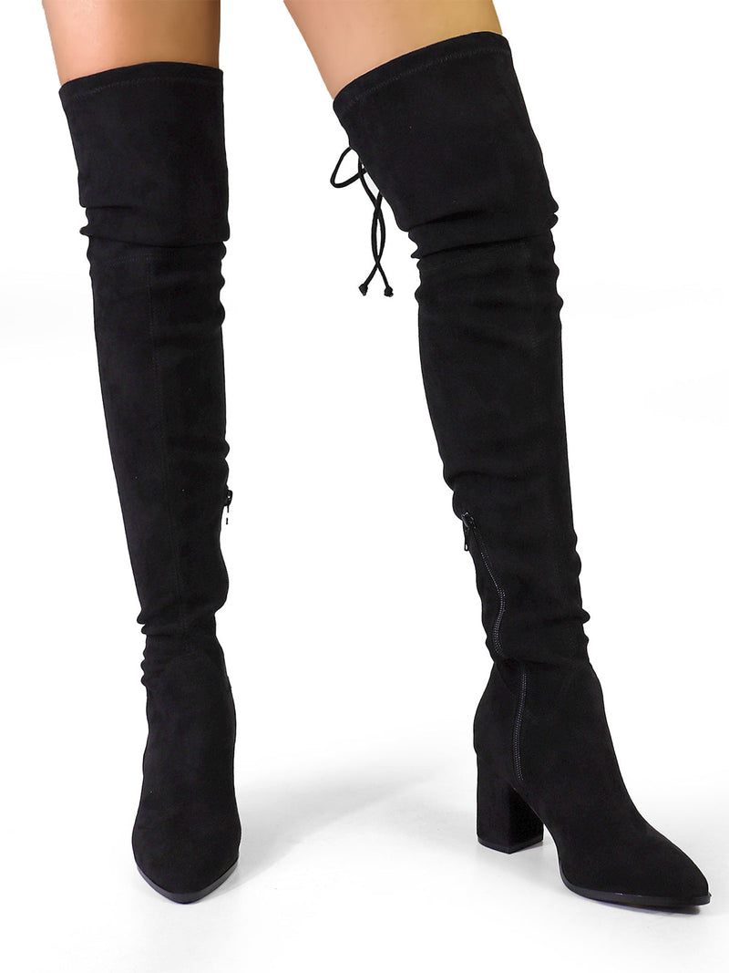 Becky Stretchy Thigh High Boots - Frederick's of Hollywood